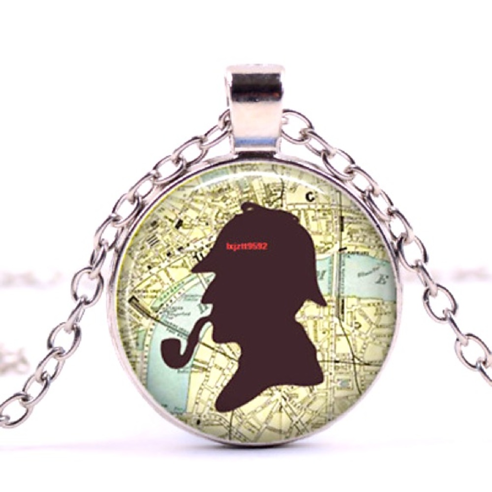 Sherlock Holmes silhouette charm with 18” chain